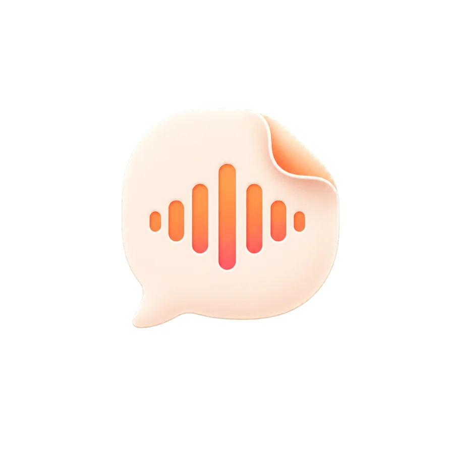 Launcher concept one: a porcelain speech bubble with a coral voice mark, the shipped direction.