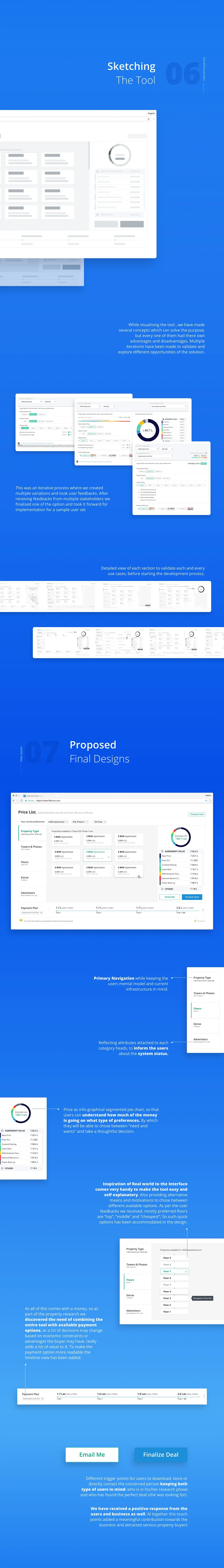 The wireframes and the final visual designs for the cost-of-ownership finder.
